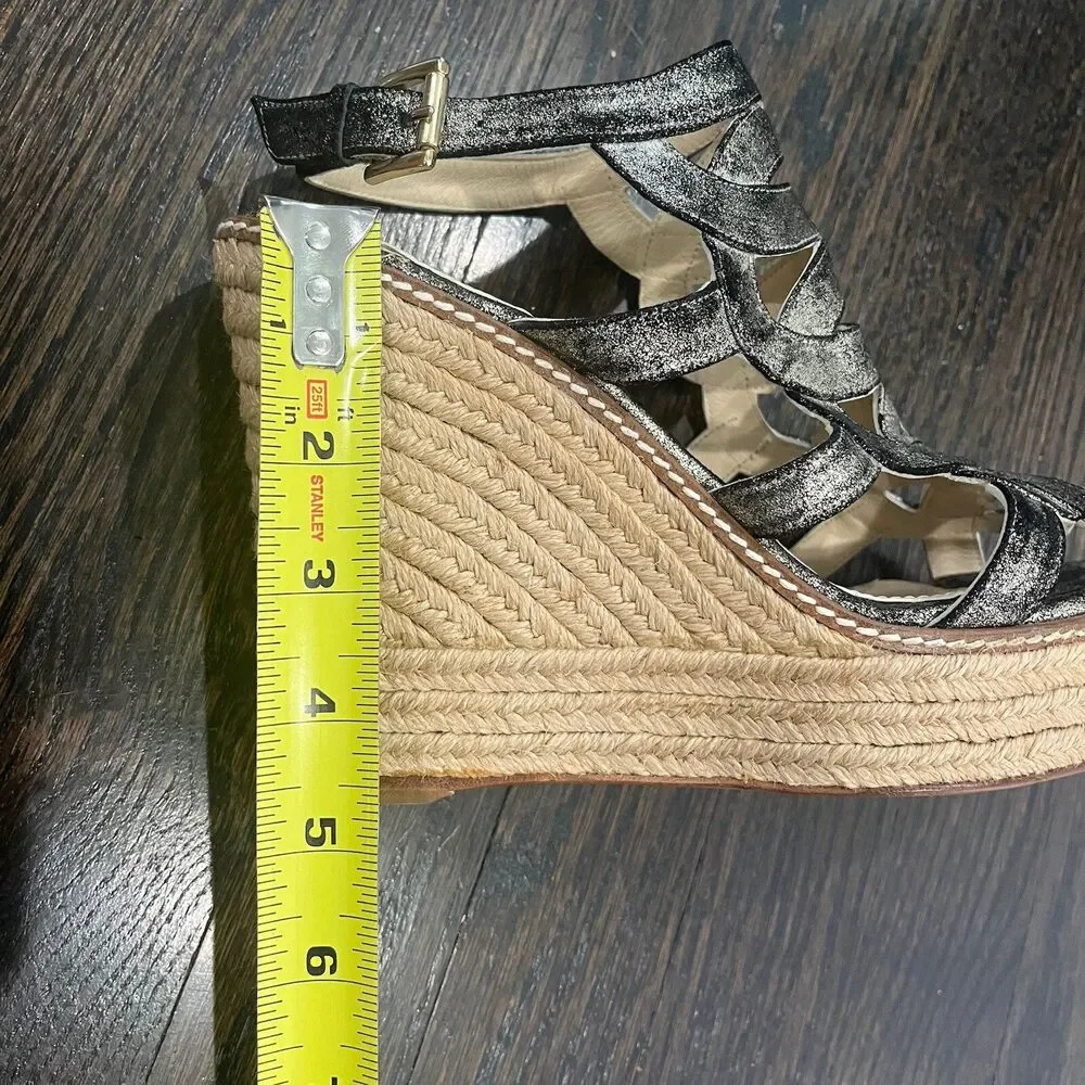 Rebecca Minkoff‎ Sandals Women's 9.5 B Gold Platform Espadrille Strappy Wedge